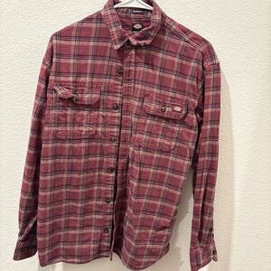 Dickies Red Casual Button Down Shirt